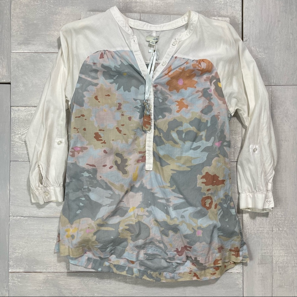 Odillé Anthropologie Raglan Sleeve Foliage Print Top